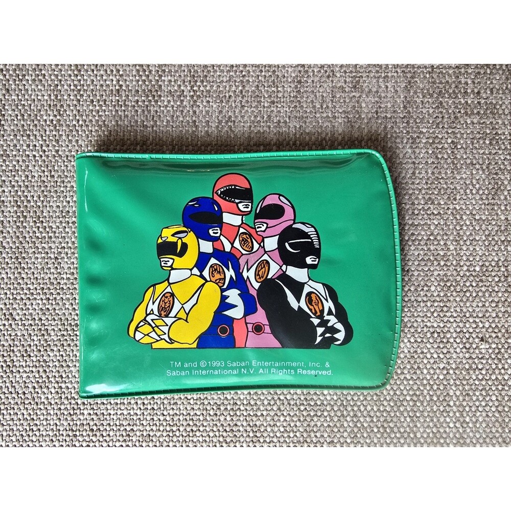 VINTAGE 1993 MIGHTY MORPHIN POWER RANGERS GREEN VINYL WALLET SABAN
